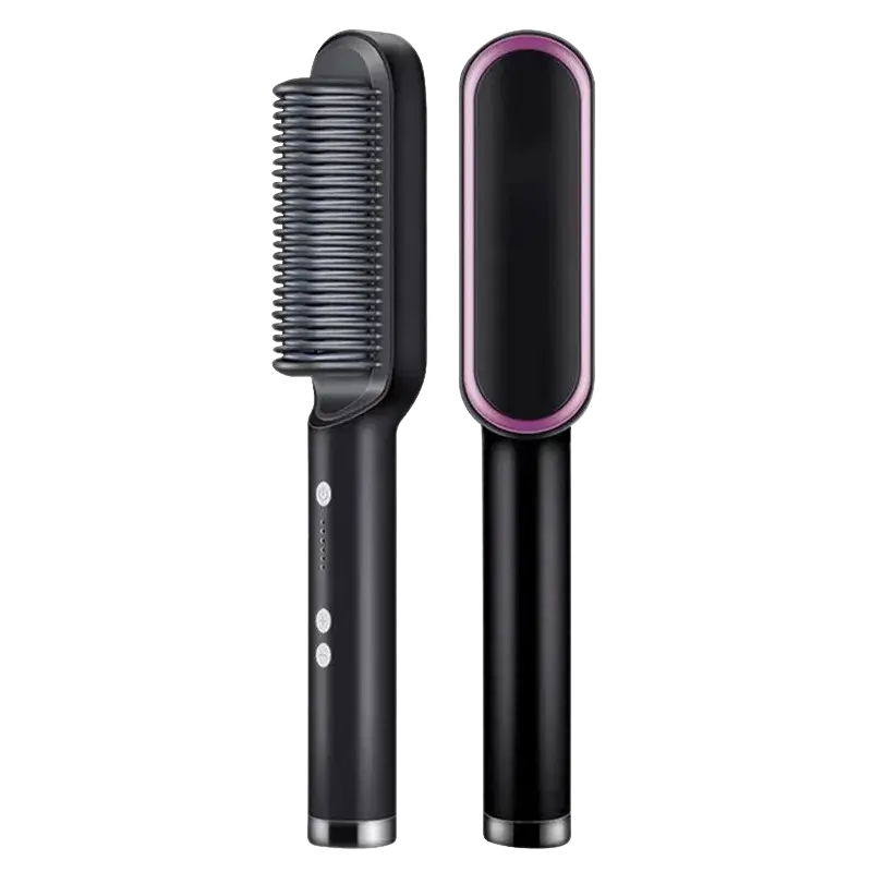 Hair Straightening Comb, Curling Iron, 2-in-1, LCD