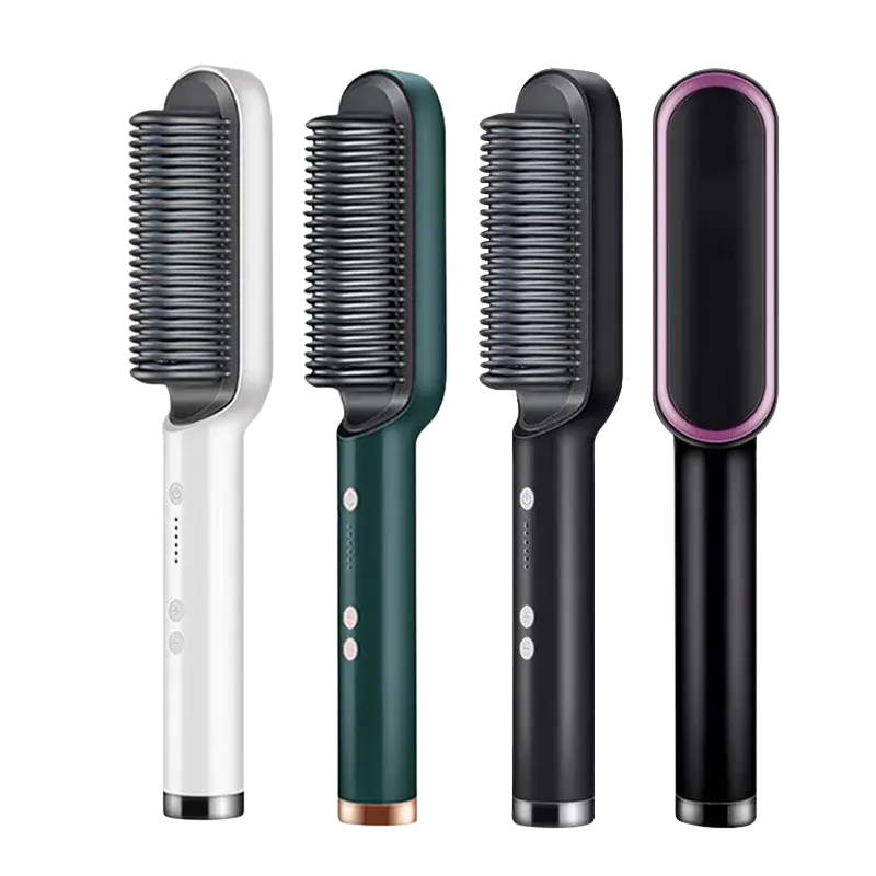Hair Straightening Comb, Curling Iron, 2-in-1, LCD