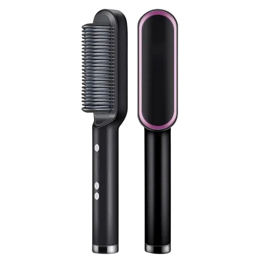 Hair Straightening Comb, Curling Iron, 2-in-1, LCD